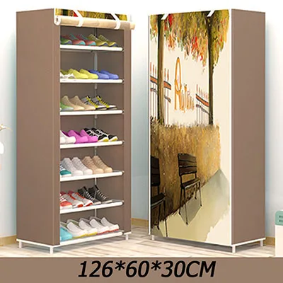 8 Layer Simple DIY Assembly Shoe Cabinet Folding Cloth Shoes Storage Rack Shelves Dustproof Shoe Cabinet Home Furniture - Цвет: 8 layer color 10