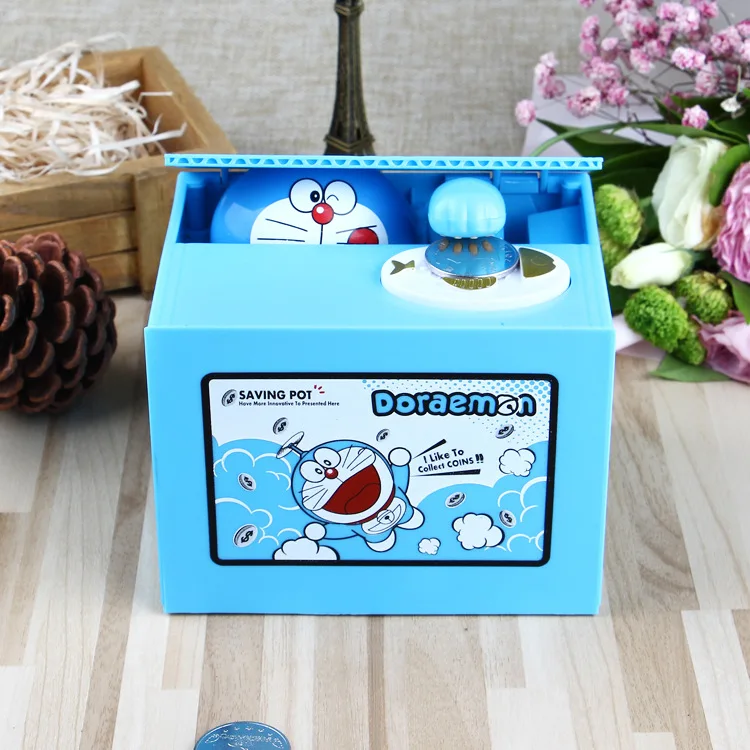 Doraemon Фирменная Новинка украсть монеты копилку электронные Пластик деньги Сейф монет Банка Копилки