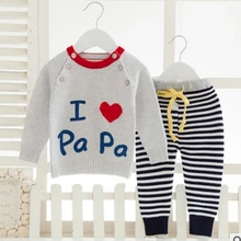 Г. Вязаный осенний свитер для маленьких девочек и мальчиков детская трикотажная одежда для малышей с длинными рукавами комплект из 2 предметов(топ+ штаны