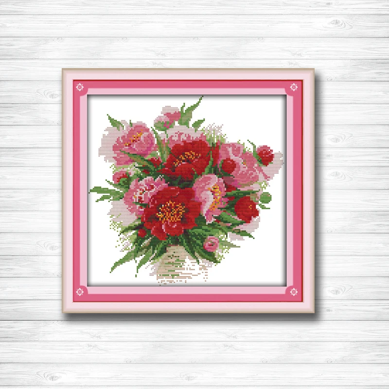 

bright flowers red blooming flower diy Painting Counted Print on canvas DMC 14CT 11CT Cross Stitch Needlework Kits Embroider Set