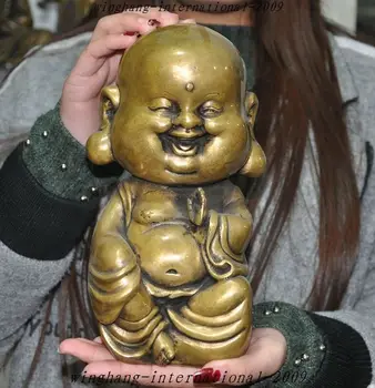 

China Buddhism temple copper Boy Maitreya Buddha statue
