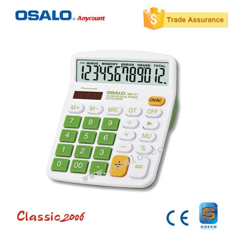 OSALO OS 837V Colorful Electronic Calculator with Big Buttons Larg Display Computer Dual Solar Power Desktop