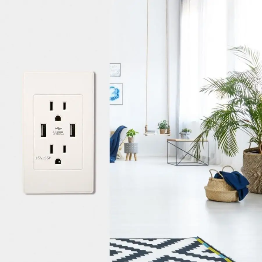 PC матовая панель США настенная розетка USB розетка 125 V 15A(DC5V4200mA) умная вилка