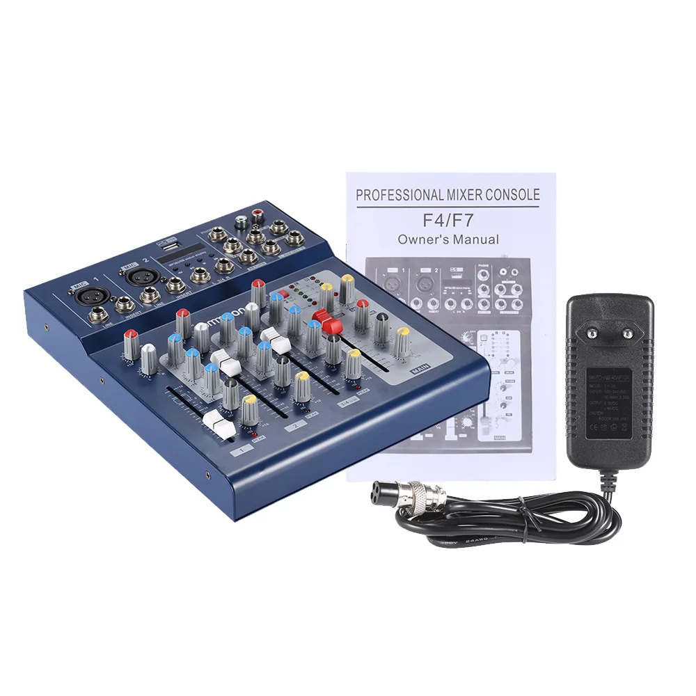 

ammoon F4-USB 3 Channel Digital Mic Line Audio Mixing Mixer Console with 48V Phantom Power for Karaoke Music Appreciation