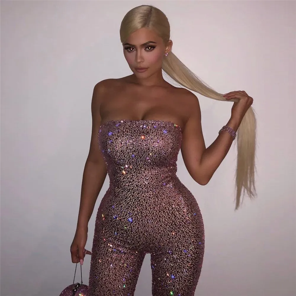 Summer Strapless Sequin Bodycon Sexy Rompers Womens Strapless Jumpsuit Off Shoulder Glitter Party Bodysuit Summer Strapless Sequin Bodycon Sexy Rompers Womens Strapless Jumpsuit Off Shoulder Glitter Party Bodysuit