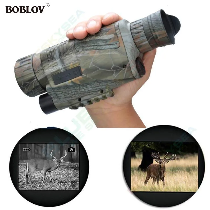 Boblov wg 37 5x40 Ночное видение очки Монокуляр безопасности Камера ИК 200 м Диапазон