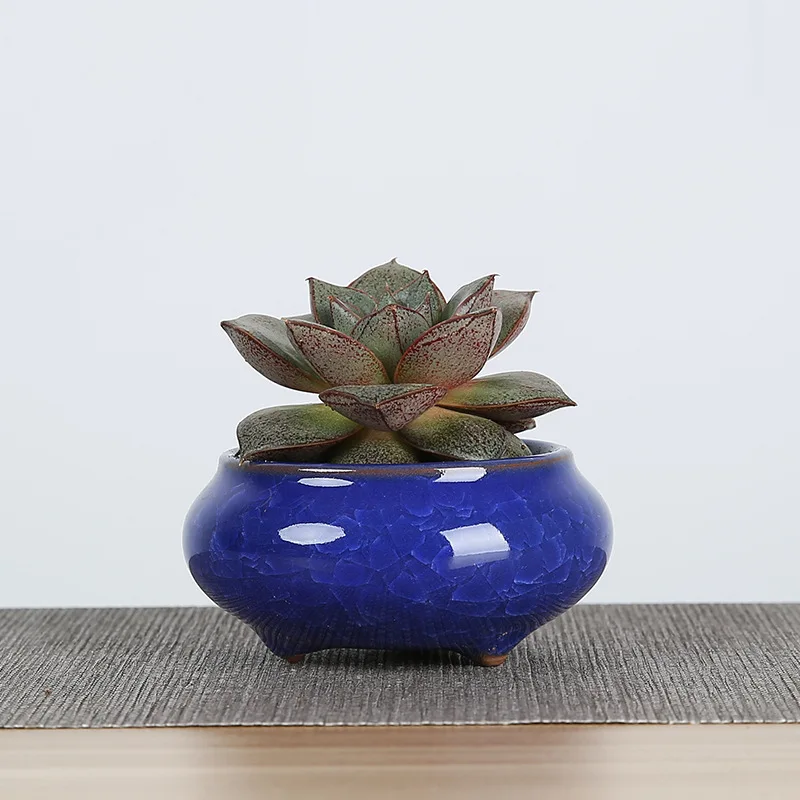 

1Piece Ice-Crack Ceramic Flower Pots For Juicy Plants Small Bonsai Pot Home and Garden Decor Mini Succulent Plant Pots
