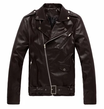 

2019 Spring Autumn Men Fashion Motorcycle Leather Jacket Slim Fit Coats Male Casual Oblique Zipper Black Jacket Outerwear