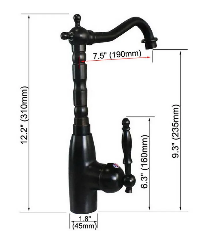 Black Oil Rubbed Bronze Single Handle Swivel Kitchen Bathroom Sink Basin Faucet Mixer Tap asf071