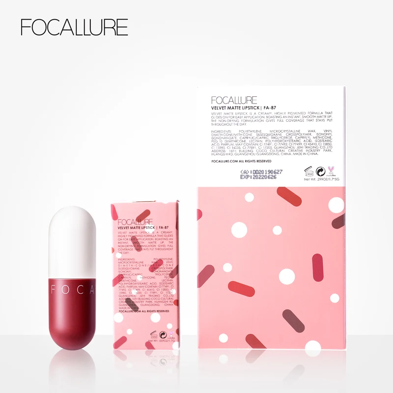 FOCALLURE, 5 шт., матовая губная помада, набор, водостойкая, стойкая, красного, коричневого цвета, для женщин, красота, макияж губ, бархатная губная помада