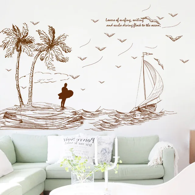 Fundecor Summer Island Wall Stickers Home Decor Living Room Bedroom Fundecor Summer Island Wall Stickers Home Decor Living Room Bedroom Kitchen Baby