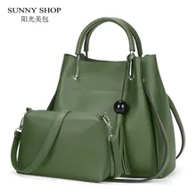 SUNNY TIENDA de Bolsa Compuesto 2 Bag/Set Diseñador de Moda de Las Mujeres Con la Pequeña Bolsa de Mensajero de Alta Calidad de Cuero de LA PU TasselHandbags