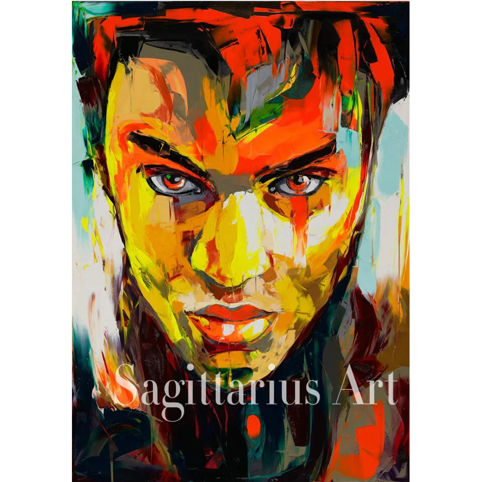 

Hand Painted Palette knife Abstract Francoise Nielly Designer Untitled 595 Oil Painting Canvas Cool Face Bedroom Fine Artwork
