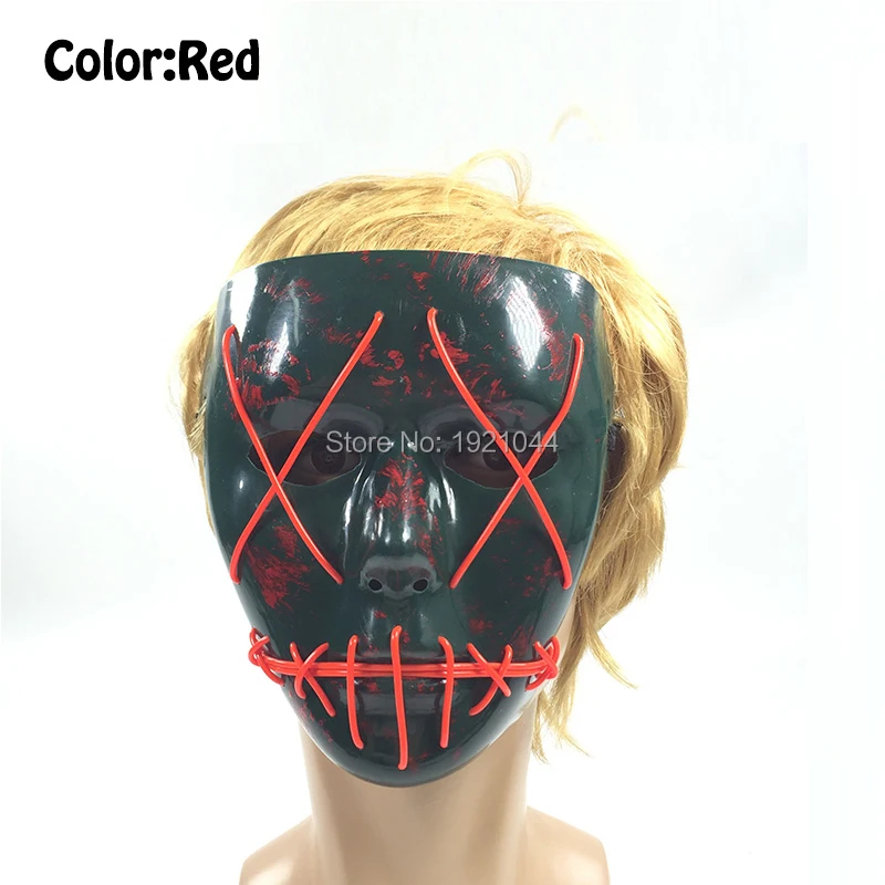 Новый Хэллоуин ужас светодиодные светящиеся маски череп EL провода Карнавальная