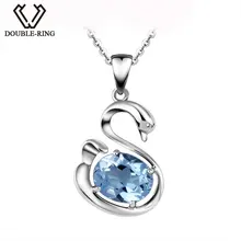 DOUBLE-R животного Подвески Для женщин синий топаз 925 стерлингов Серебряные ожерелья Подвески подарок на день рождения настоящее Для женщин украшения CAP02459B
