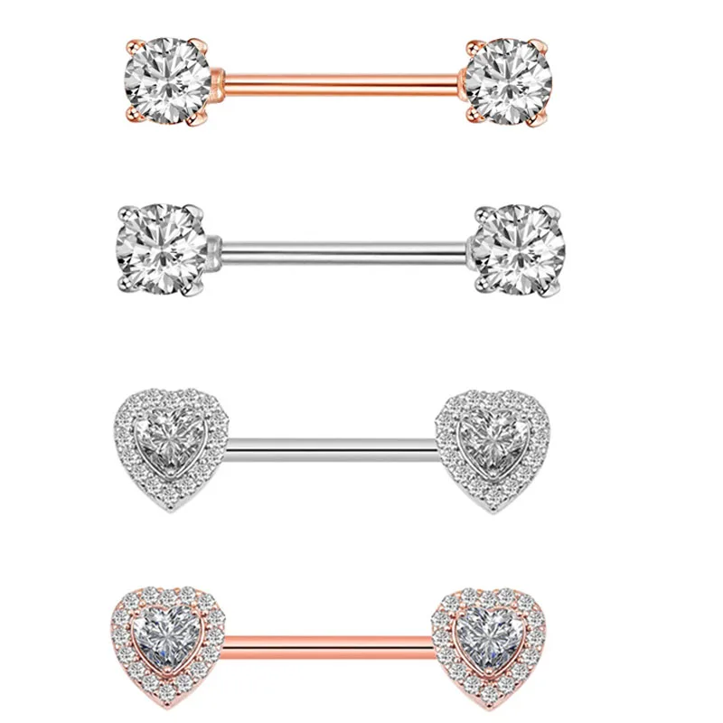 

New Fashion Surgical Steel 2pcs Nipple Piercing Fashion Body Piercing Piercing Big Zircon Rings Body Jewelry for Women Girls