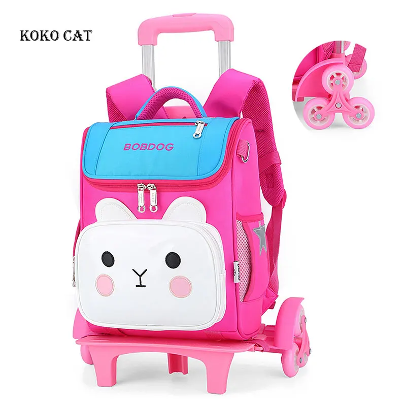 

Kids Boys Trolley Schoolbags Removable Cartoon Orthopedic Satchel for Girls Children School Backpack 2/6 Wheels Stairs Mochila