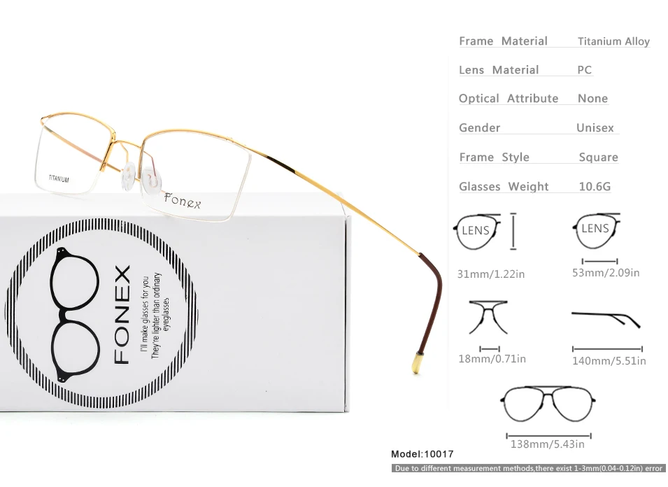 Титановый сплав оправа для очков, мужские ультралегкие очки по рецепту, полублизорукость, оправа для очков, корейские Безвинтовые очки 1017