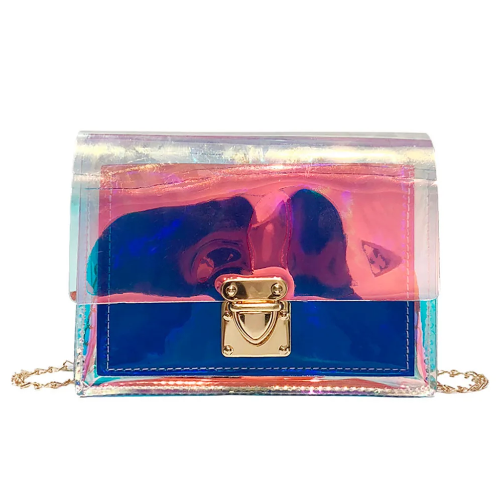 

Women Bags Fashion Contrast Color Shoulder Bag Chain Messenger Bag Buckle Handbag Jelly Bolsa Feminina Sac A Main