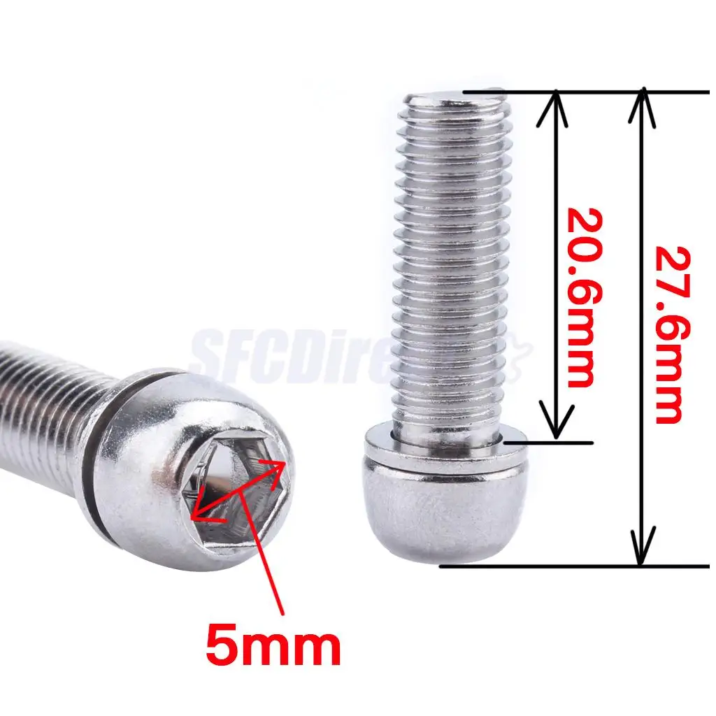 8Pcs Bicycle Stem Screws Water Bottle Cage Bolts Socket Screws Silver M7