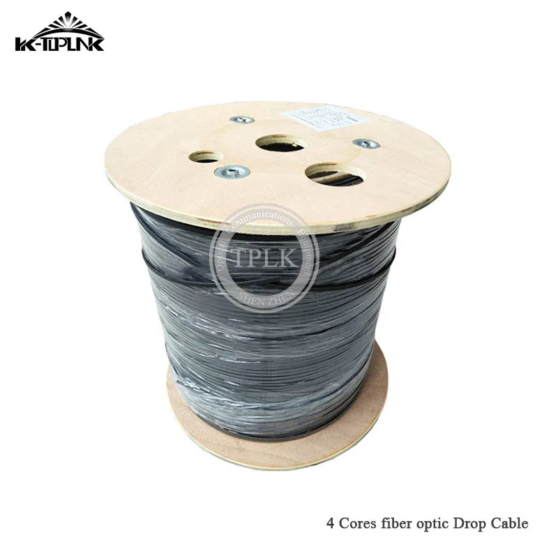4 core FTTH Cable 1000M/Roll single mode fiber optic cable outdoor fiber optic Drop Wire Cable PVC Black /white