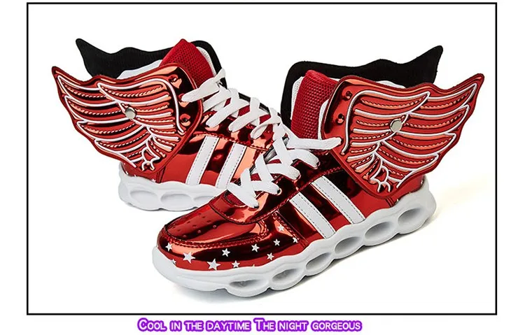 Meninas de Carregamento Crianças Sapatos Luminosa Meninos Usb Esporte Casuais Asa Brilhantes Tênis Luz Led 33 meninas de carregamento usb esporte sapatos casuais