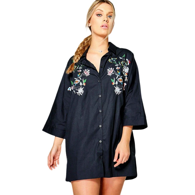 black button down dress plus size