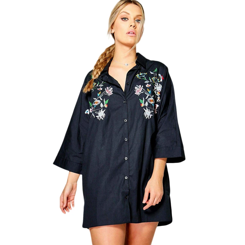 white embroidered shirt dress