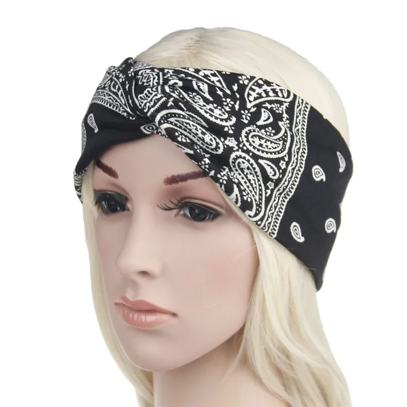 Yoga Hair Bands Women Yoga Sport Elastic Floral Hair Band Headband Turban Twisted Knotted 50-68CM Head circumference #2p01 (9)