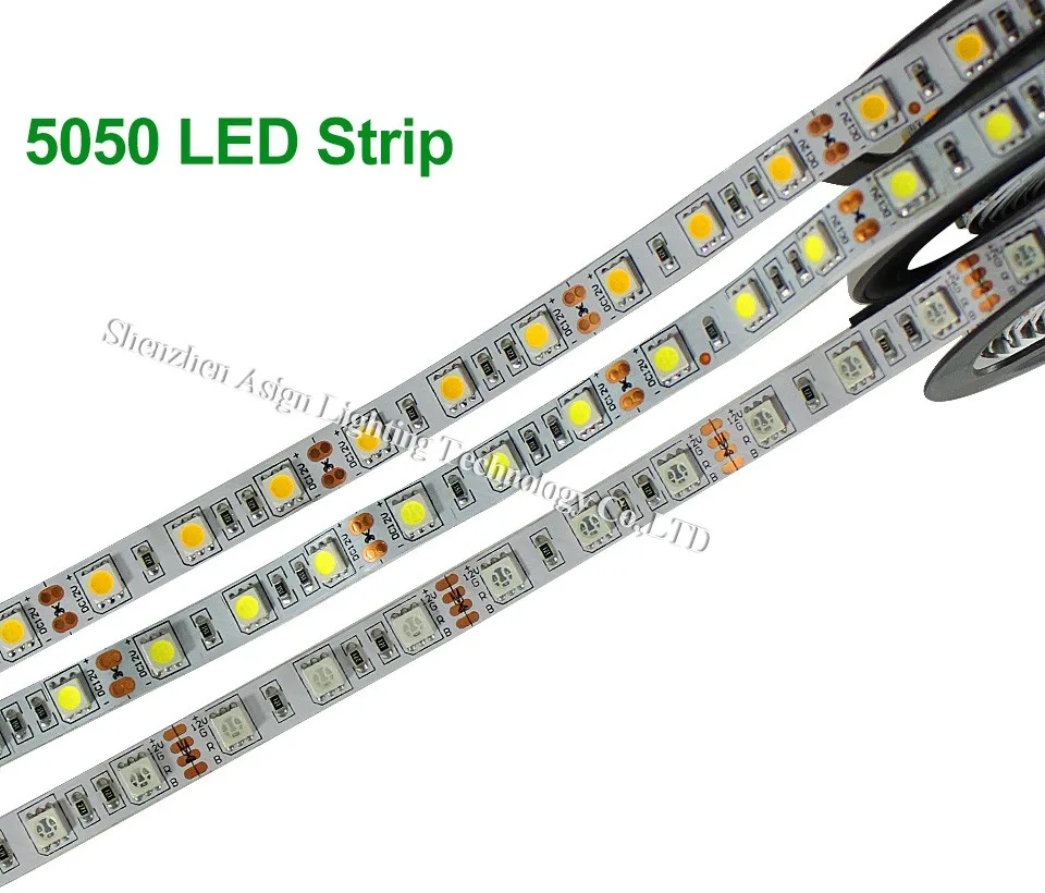 Светодиодные ленты 5050 12 В гибкий свет 60leds/M Белый теплый белый красный жадность Синий Желтый RGB Цвет 5 м/лот более ярче, чем 3528