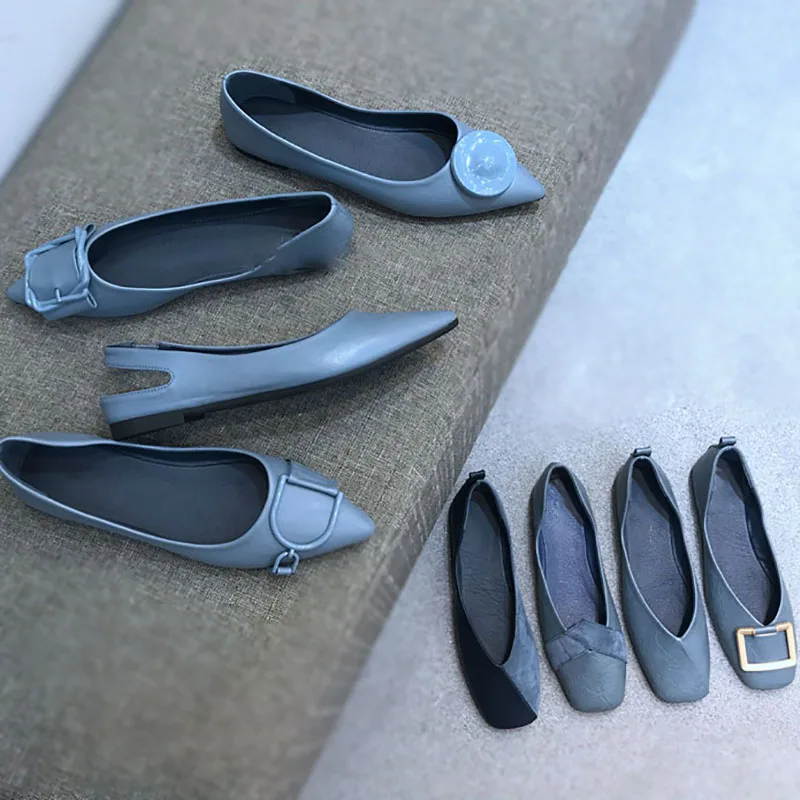 

Women Flats Summer Shoes 2019 New Fashion Soft Shoes Casual Office Shoes Leather Spring Ladies Shoes Slip On Blue Women Footwear
