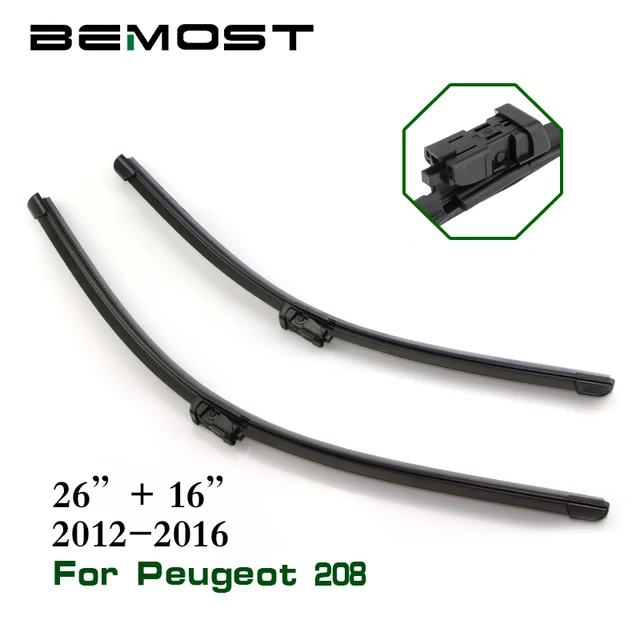 BEMOST Car Clean The Windshield Wiper Blades Natural Rubber For Peugeot 208 26"+16",2012 2013