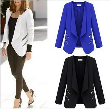 

2018 personalized zipper pocket slim suit spring style women's suit jacket.