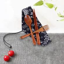 1 Набор японских винтажных деревянных палочки для еды, ложки и вилки посуда 3 шт. набор подарок кухня, бар, ресторан поставки HX0812