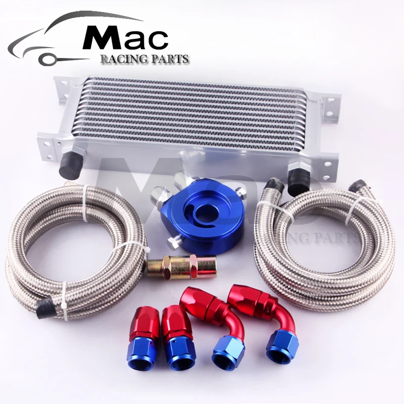 

UNIVERSAL 13 ROW AN10 ENGINE TRANSMISS OIL COOLER KIT +FILTER RELOCATION BLUE