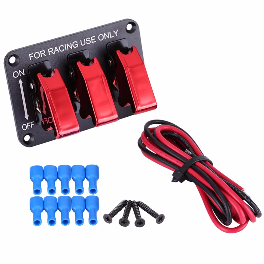 1 Set 12V 3 Group Toggle Switch Panel for Racing Car Red Racing Car