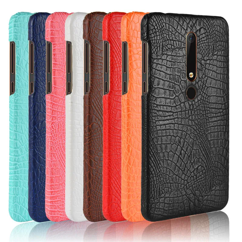 

For Nokia 6.1 2018 Case Crocodile Pattern Hard PC+PU Leather Back Cover Hard Phone Case for Nokia 6.1 TA-1050 TA-1043 TA-1045