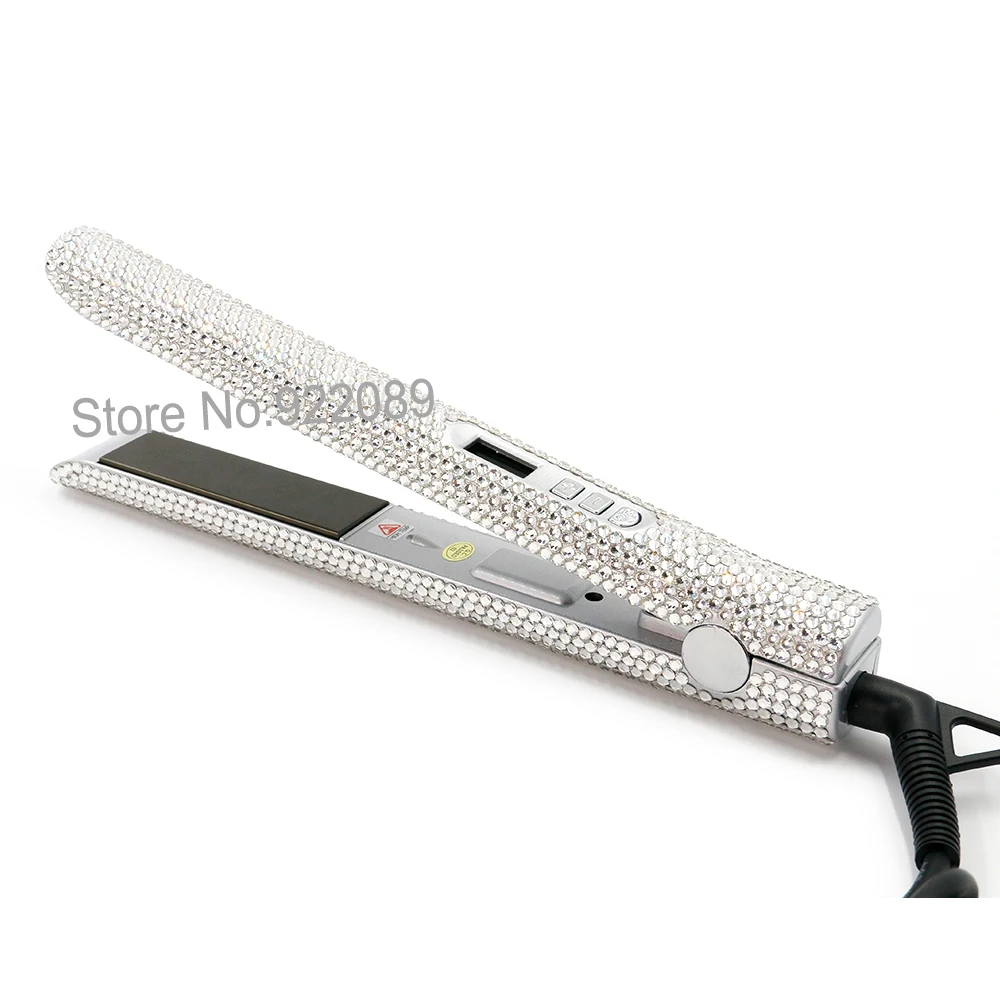 Professional Crystal Hair Flat Iron Titanium Plate Diamond Hair Straightener Crystal Hair Styling Hot Tools with Bling Crystals Professional Crystal Hair Flat Iron Titanium Plate Diamond Hair Straightener Crystal Hair Styling Hot Tools with Bling Crystals