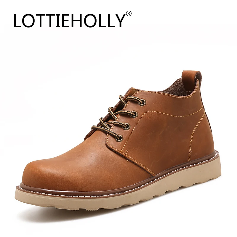 

2018 LOTTIEHOLLY Brand Men Boots Spring Winter Retro Footwear Male Walking Shoes Wear Comfortable Shoes Breathable #MS1848
