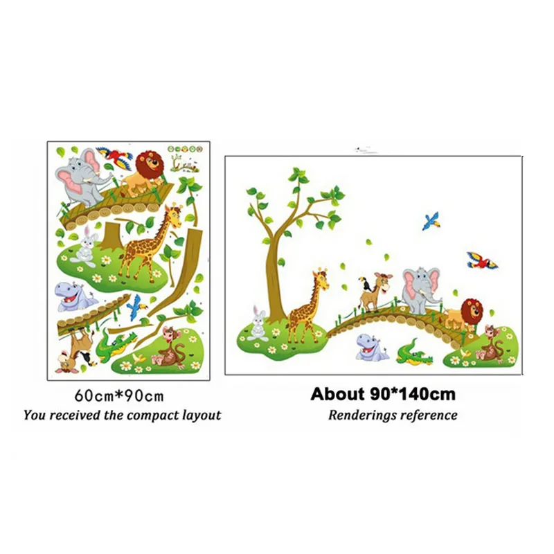 Детские съемные джунгли сафари животные зоопарк Дети наклейки на стену Наклейка Домашний детский сад Декор