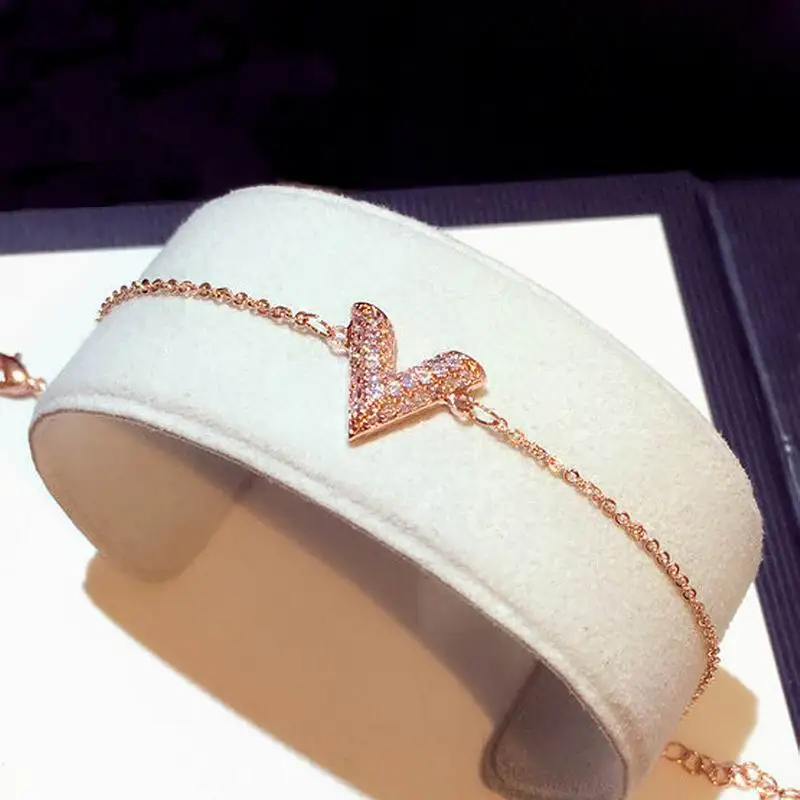 Изящные циркониевые браслеты с буквами и браслеты для женщин, простой Регулируемый розовый золотой цвет, модный браслет, ювелирные изделия, вечерние, подарок
