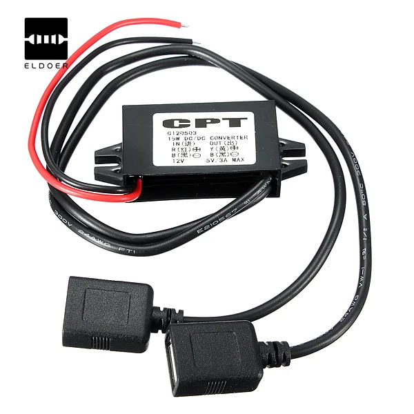 

New Arrival DC DC Converter Module 12V To 5V 3A 15W Duble USB Output Power Adapter 4.6 x 2.7 x 1.4cm Integrated Circuits