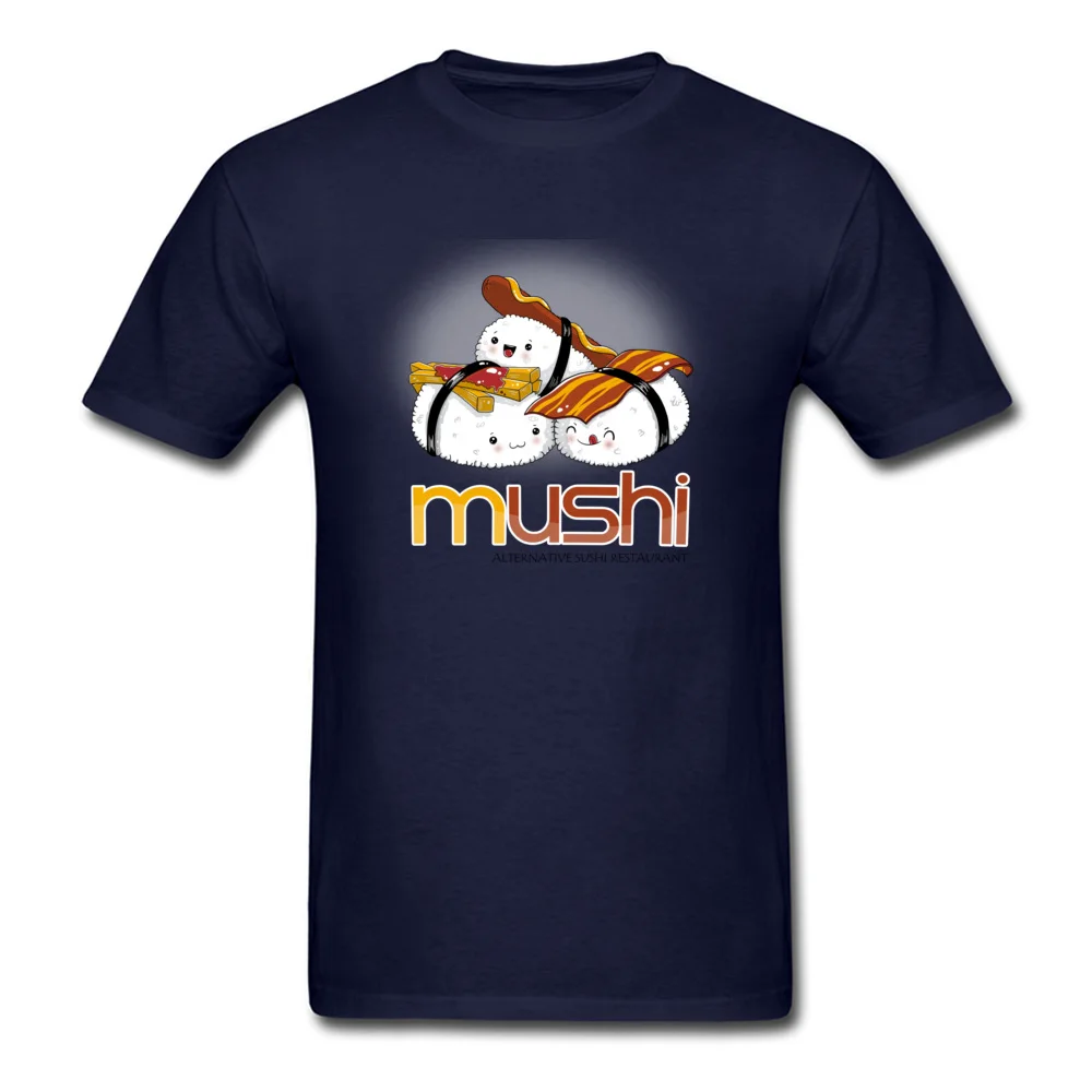 100% Cotton Men Short Sleeve Mushi T-shirts Custom Tops Shirt Graphic Camisa Crew Neck Clothing Shirt Free Shipping Mushi navy