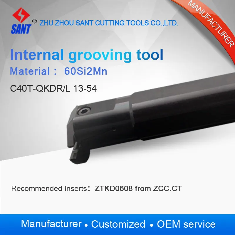 

Zhuzhou sant Internal grooving and turning tool holder C40T-QKDL13-54/ C40T-QKDR13-54 with Zhuzhou insert ZTKD0608-MG