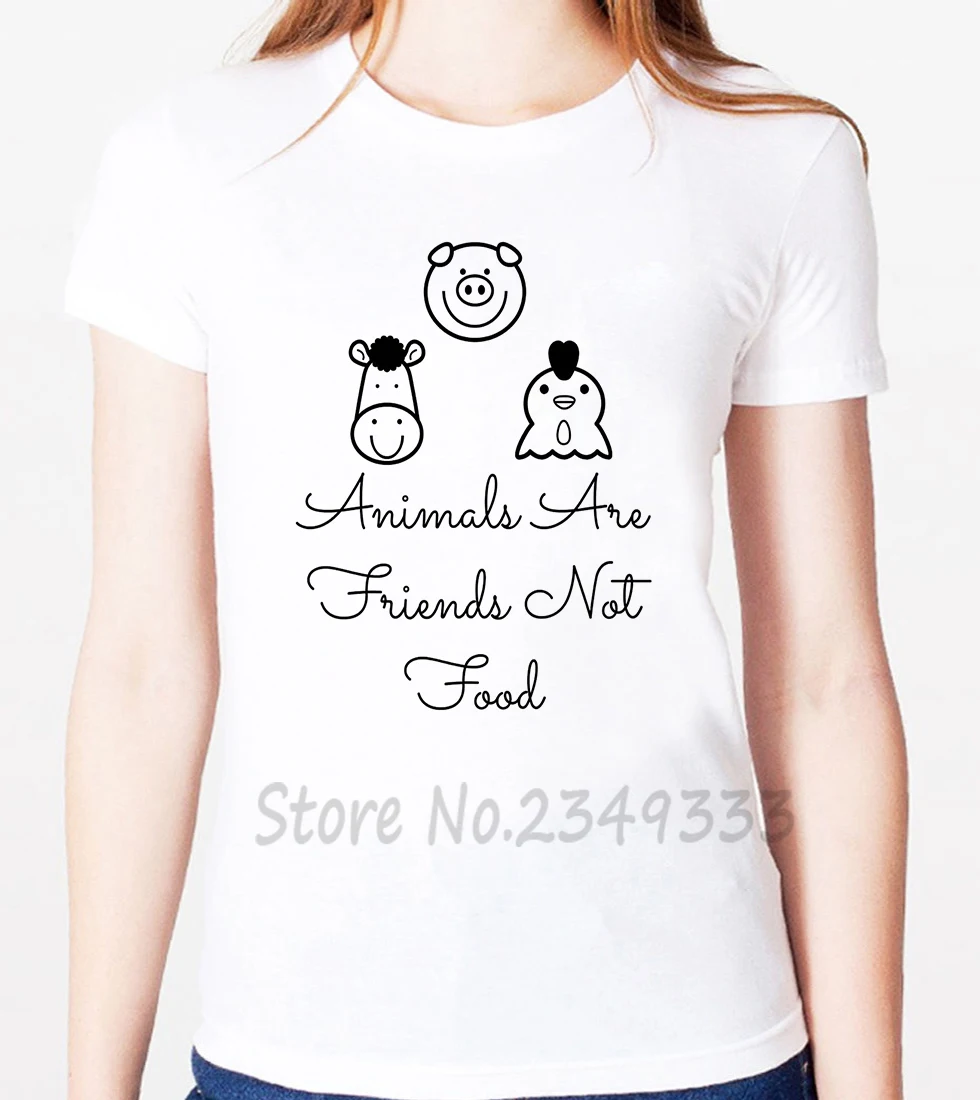 

ANIMALS ARE FRIENDS not food Print Women tshirt Modal Casual Loose Funny t shirts For Lady Top Tee Drop Ship SH-9