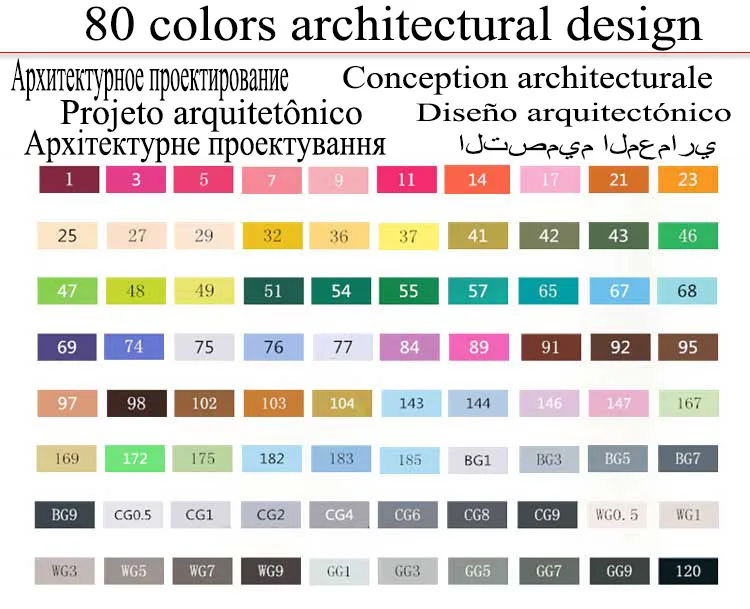 Touchfive двуглавый художественный маркер ручка спиртовая Краска Маркер ручка манга мультфильм Граффити Эскиз Арт маркеры набор дизайнеров - Цвет: 80 architectural