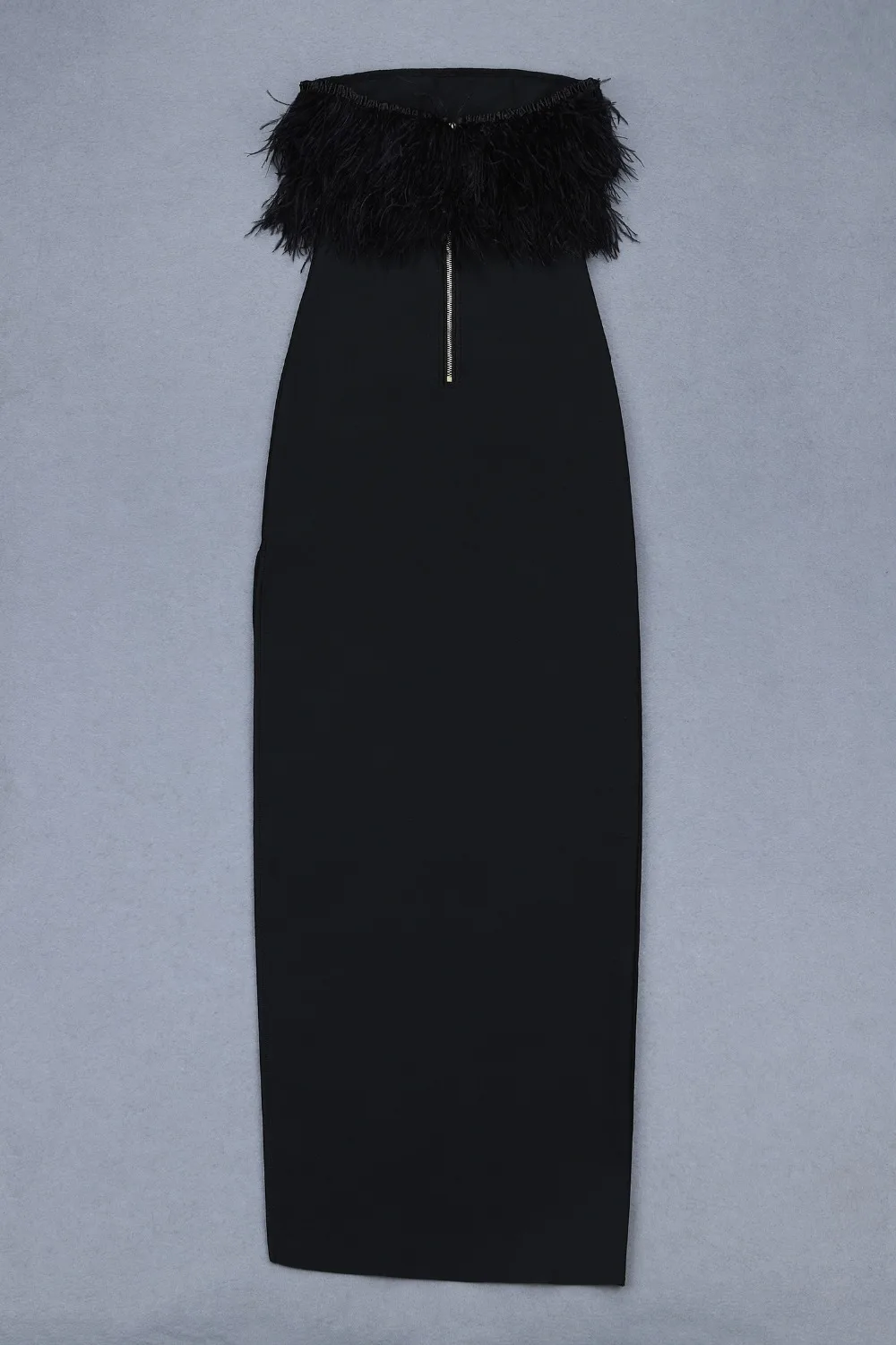 Высококачественное сексуальное женское платье без бретелек с перьями, черное, красное, открытая вилка, вискозное элегантное вечернее платье для выпускного вечера