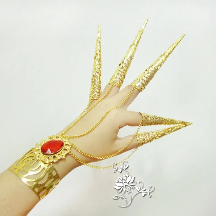 Китайские золотые длинные ногти 10,3 см алмазные танцевальные реквизит браслет костюм индийский павлин танцы