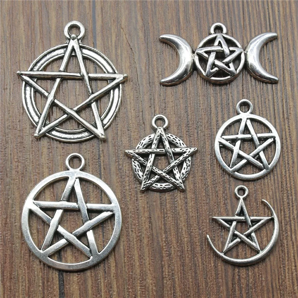 

10pcs/lot Antique Silver Color Star Charm Pendants Jewelry Accessories Pentagram Charms For Jewelry Making