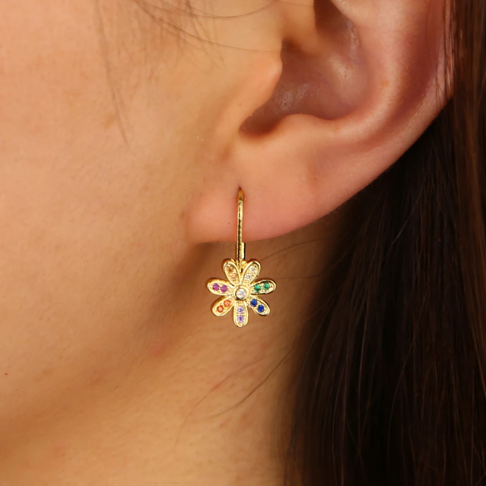 BRASS FLOWER EARRING y (11)